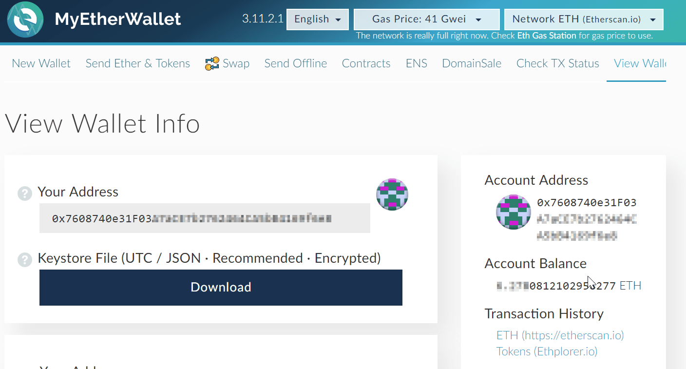 MyEtherWallet screenshot