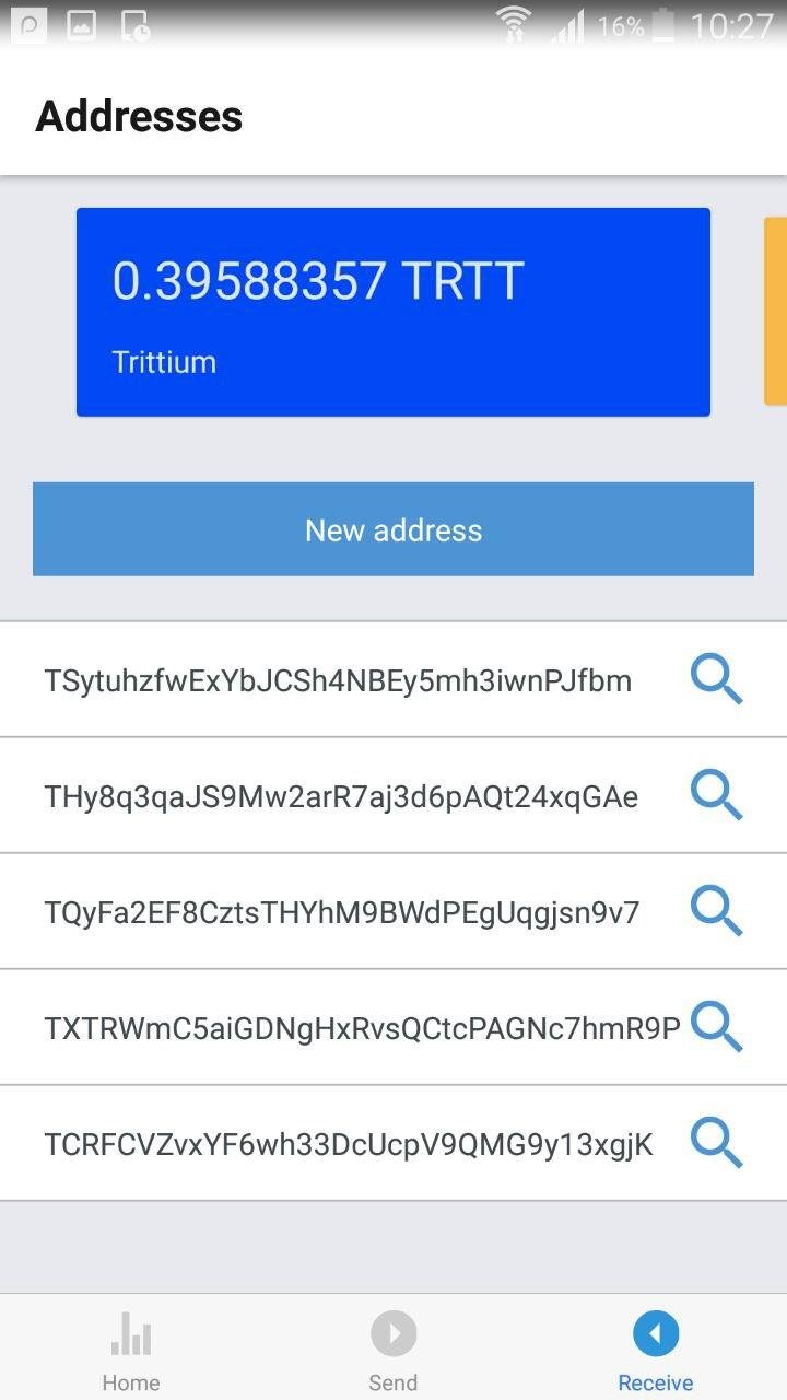 Address list in the Trittium app