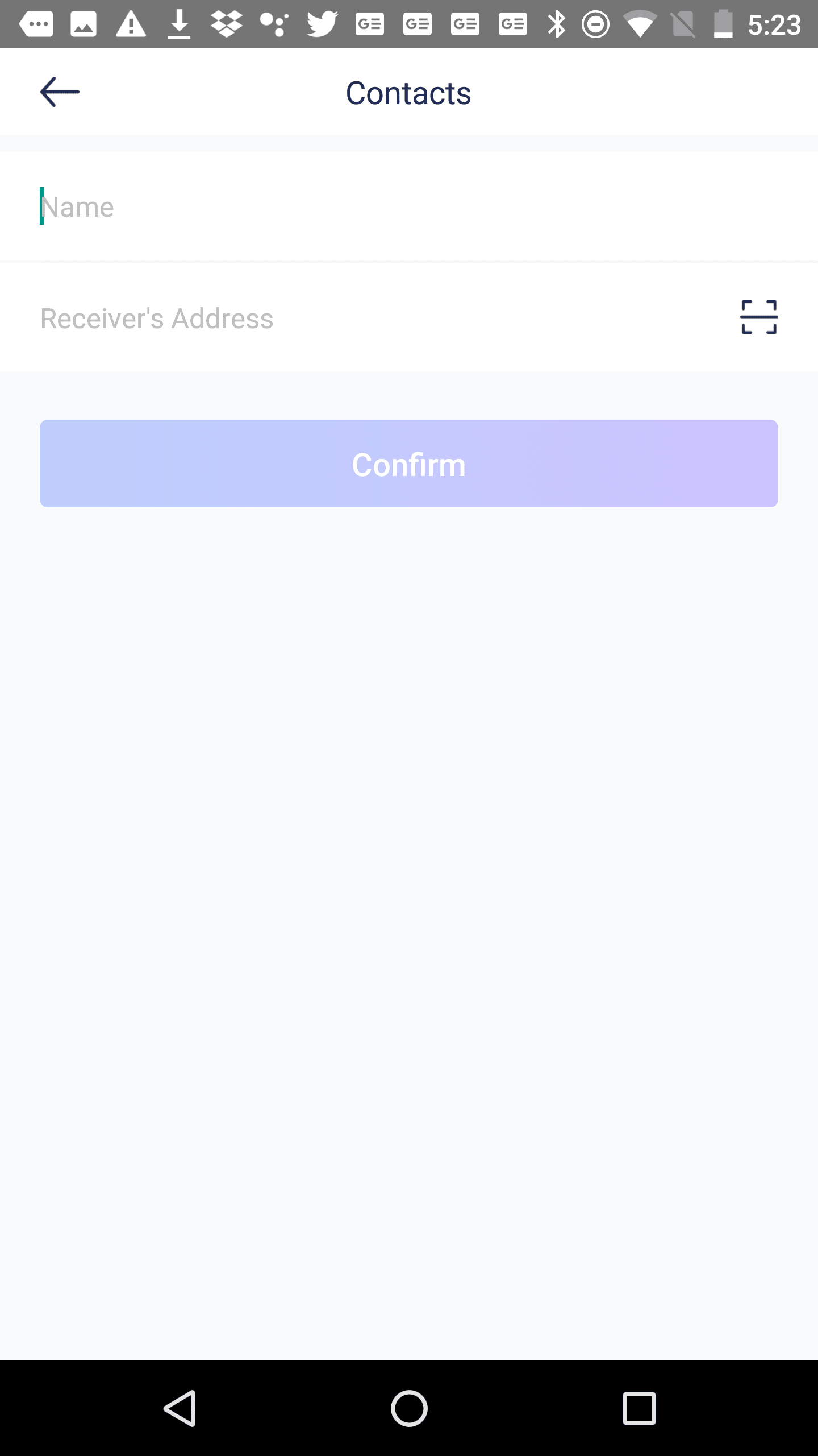 Adding a contact in the VeChainThor app.