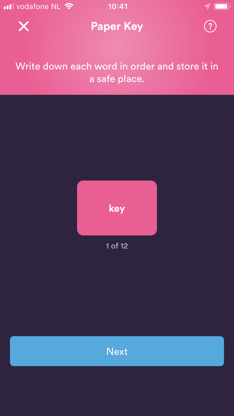 Bread app - paper key