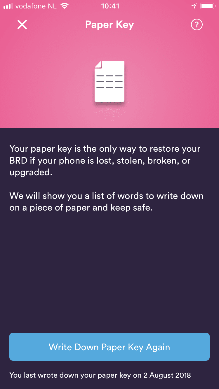 Bread app - paper key