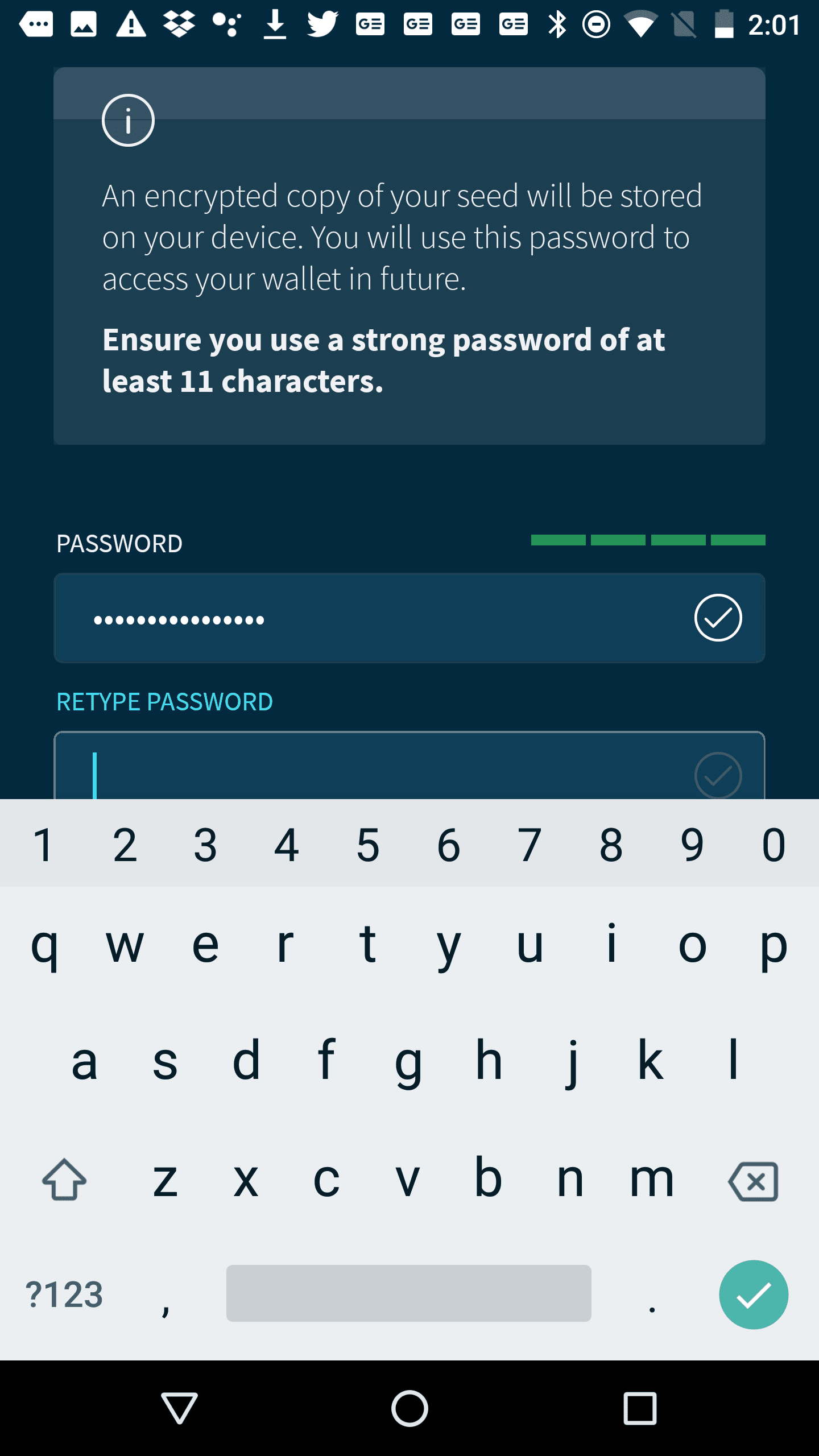 Security settings screen in the IOTA app.