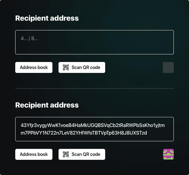 Entering the recipient address