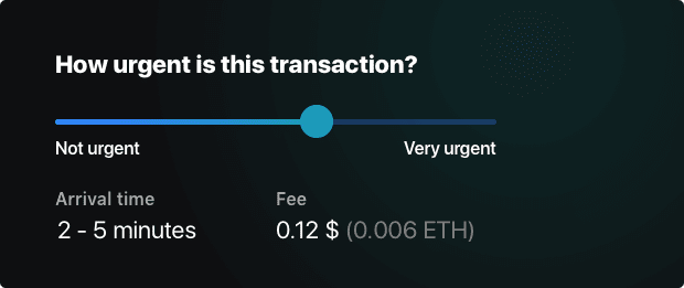 Transaction fee adjustment via a slider