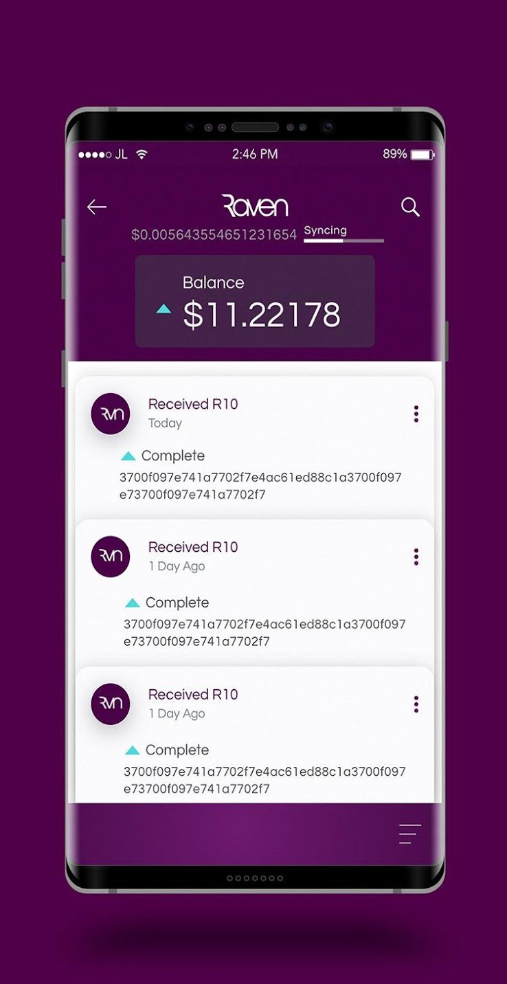 Ravencoin app transactions