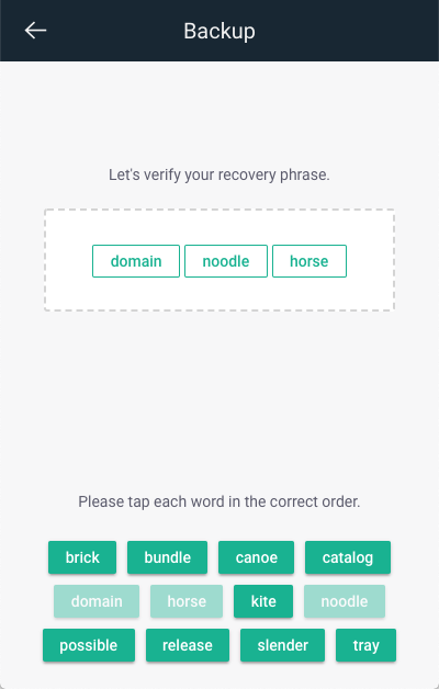 Copay wallet seed verification